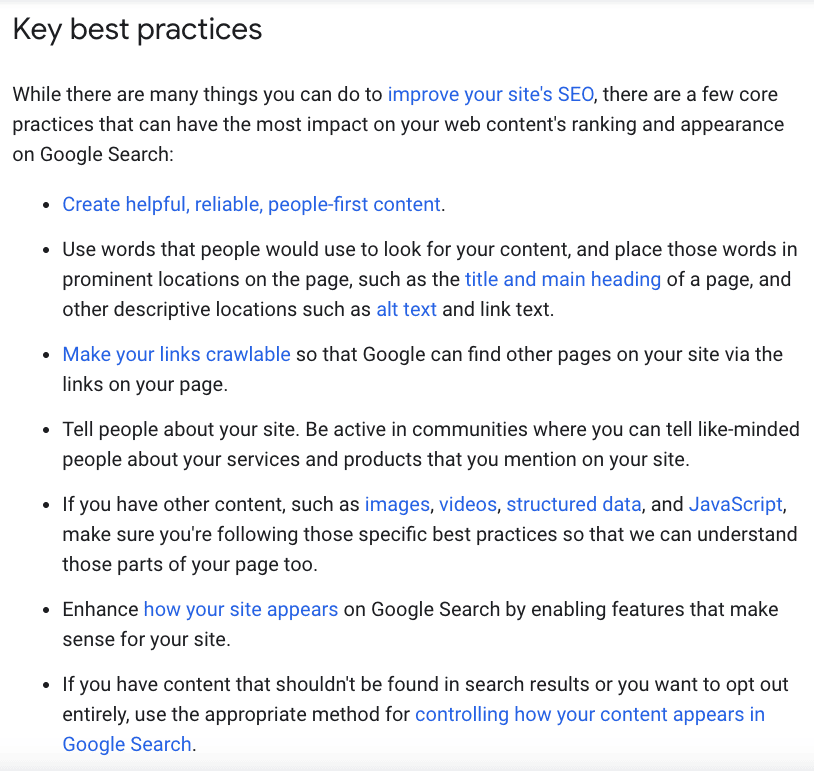 Google search essentials key best practices