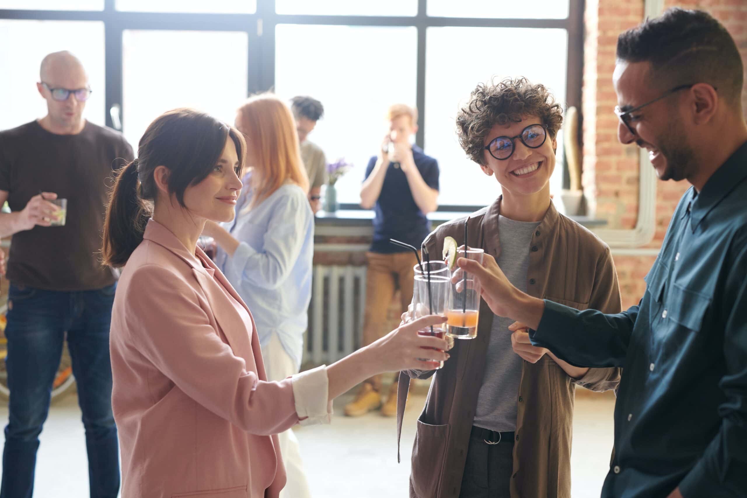 People at in-person networking event